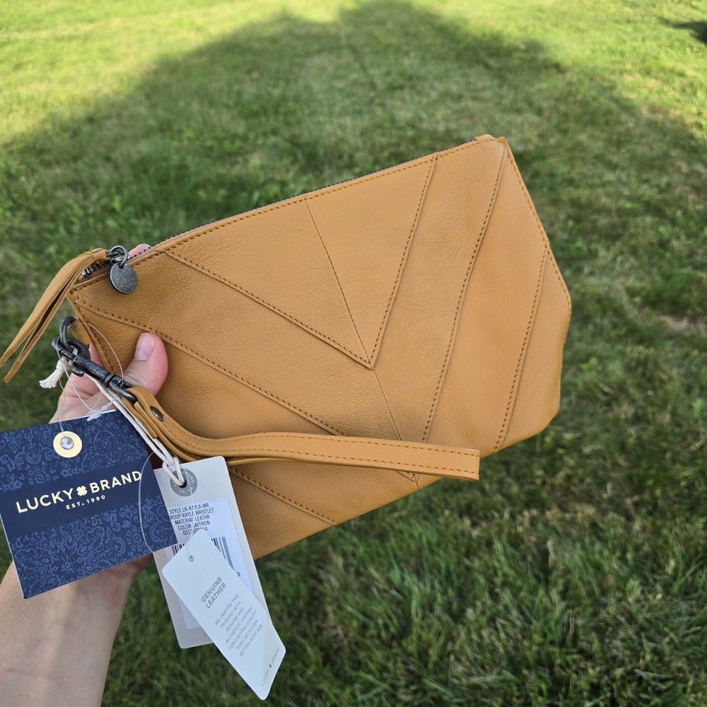 Lucky Brand Group Rayla Leather Wristlet In Saffron ( Dusty Orange)
